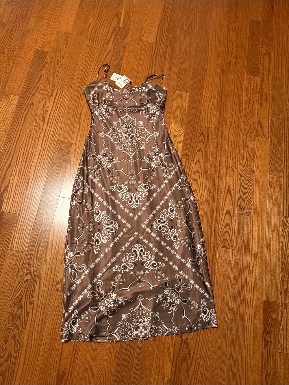 Sincerely Jules Brown Midi Dress with White Print